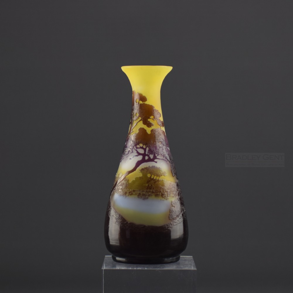 Emile Galle cameo glass landscape vase C1900
