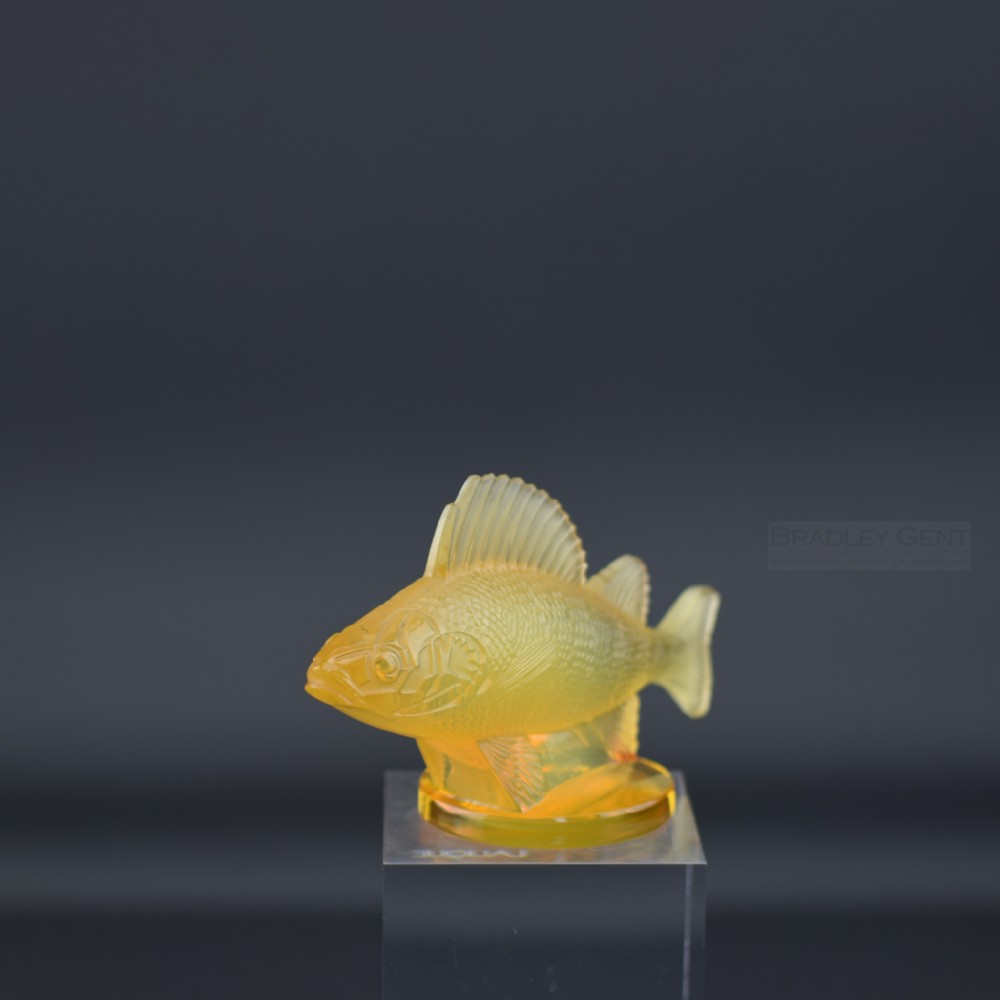 Rene Lalique amber opalescent perch car mascot C1929