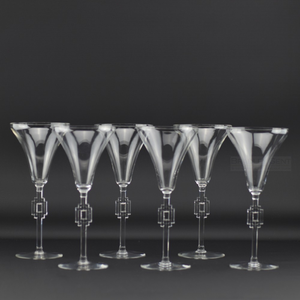 SET OF SIX RENE LALIQUE HAGUENEAU GLASSES 1924