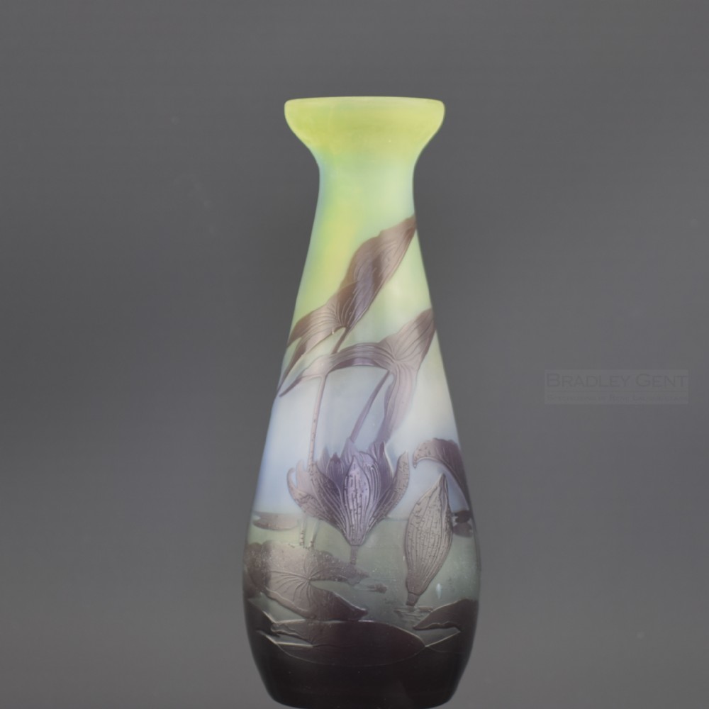 Good size Emile Galle aquatic cameo glass vase C1910
