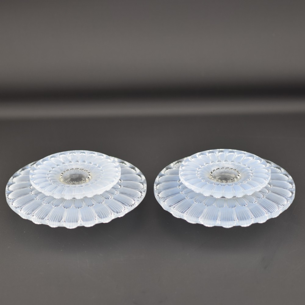 Pair of Rene Lalique Dahlia candlesticks C1934