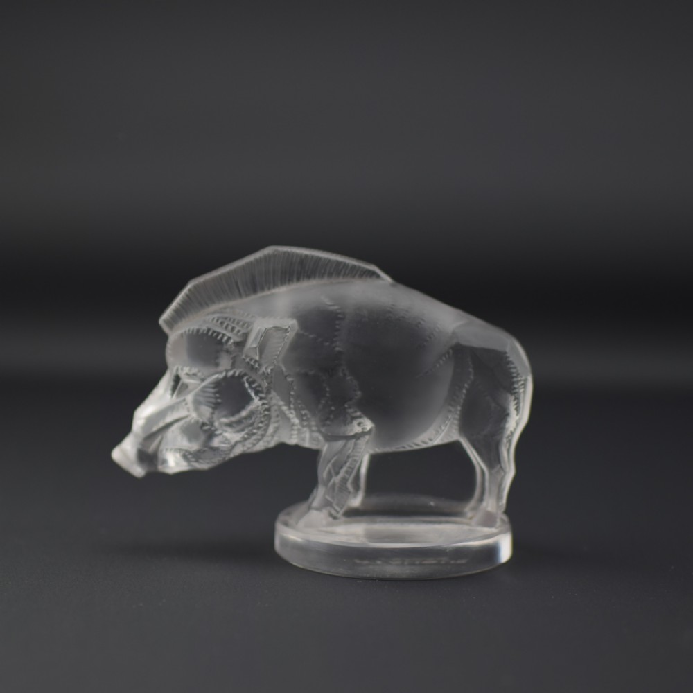Rene Lalique clear & frosted Sanglier car mascot C1929