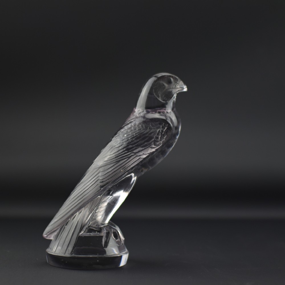 Rene Lalique Falcon mascot with a nice amethyst tint C1925