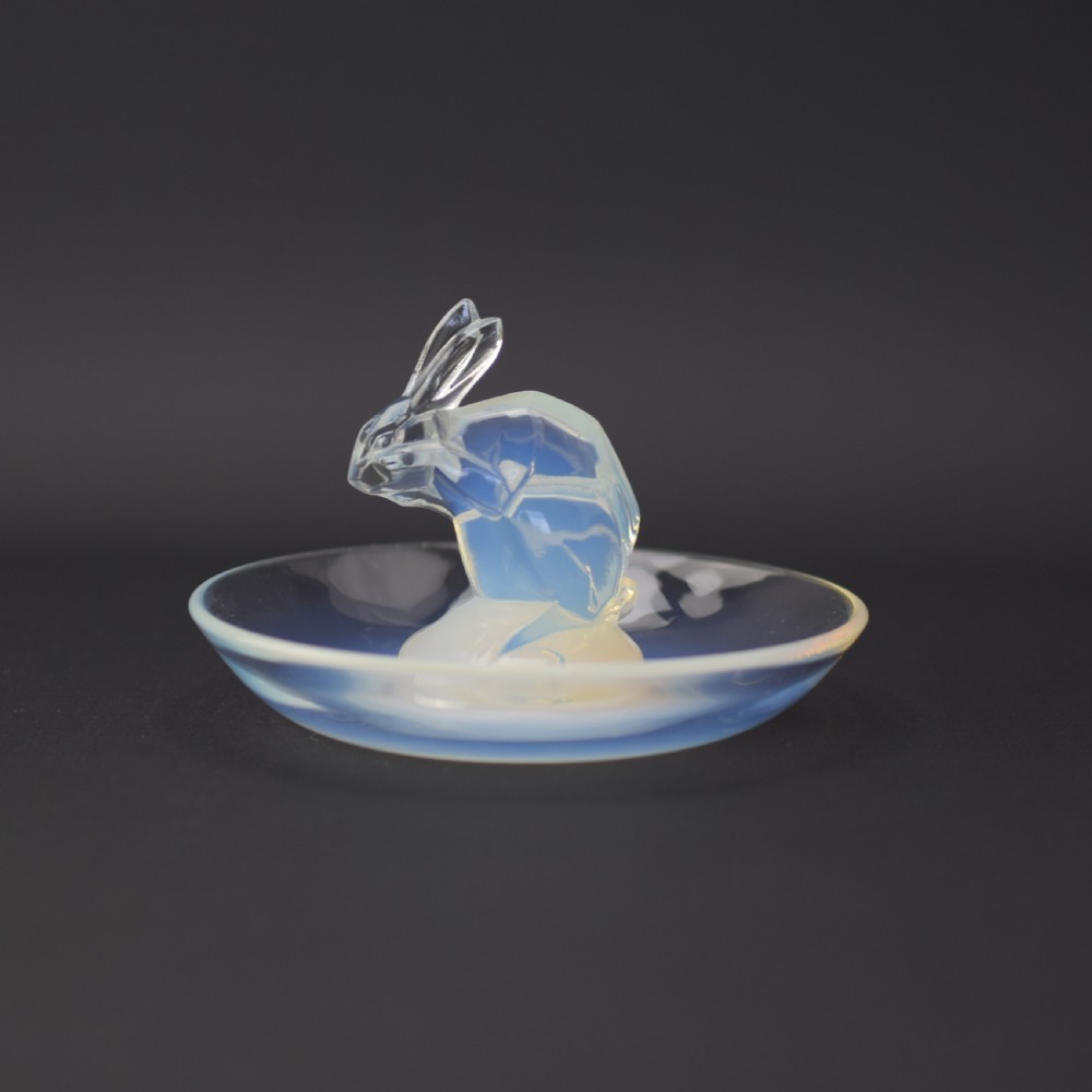 Rene Lalique glass Lapin ( rabbit) ashtray C1925