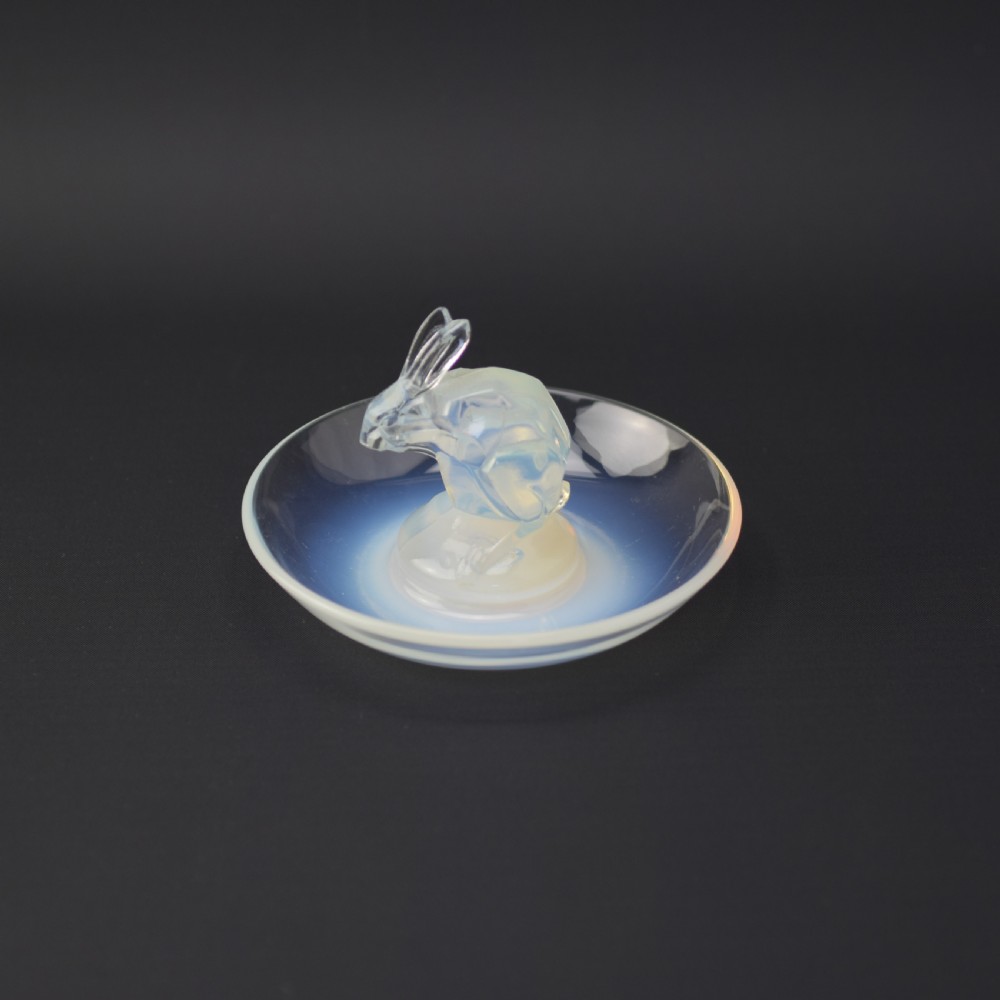 Rene Lalique glass Lapin ( rabbit) ashtray C1925 View V