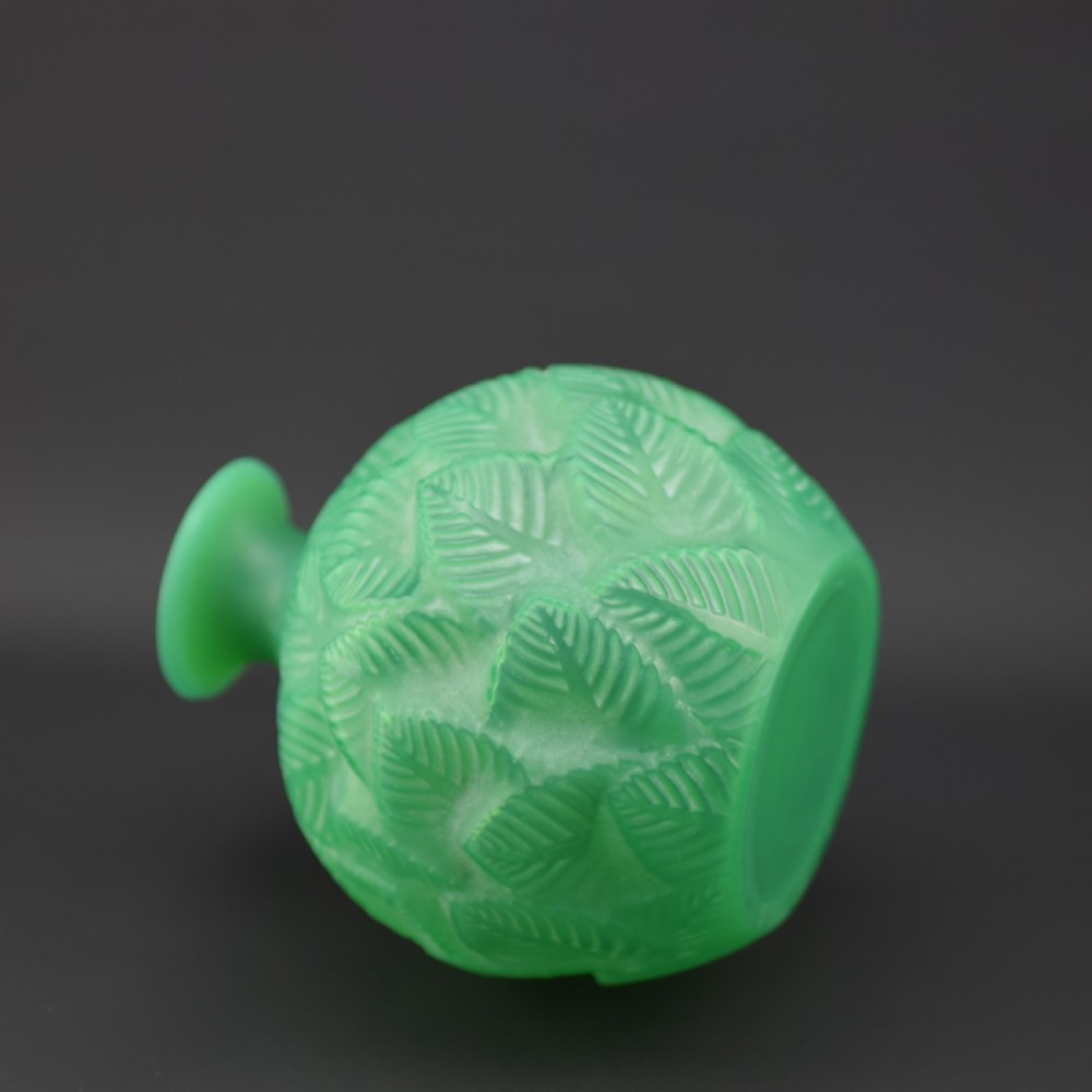 Rene Lalique Jade Green Ormeaux Vase C1926 View IV