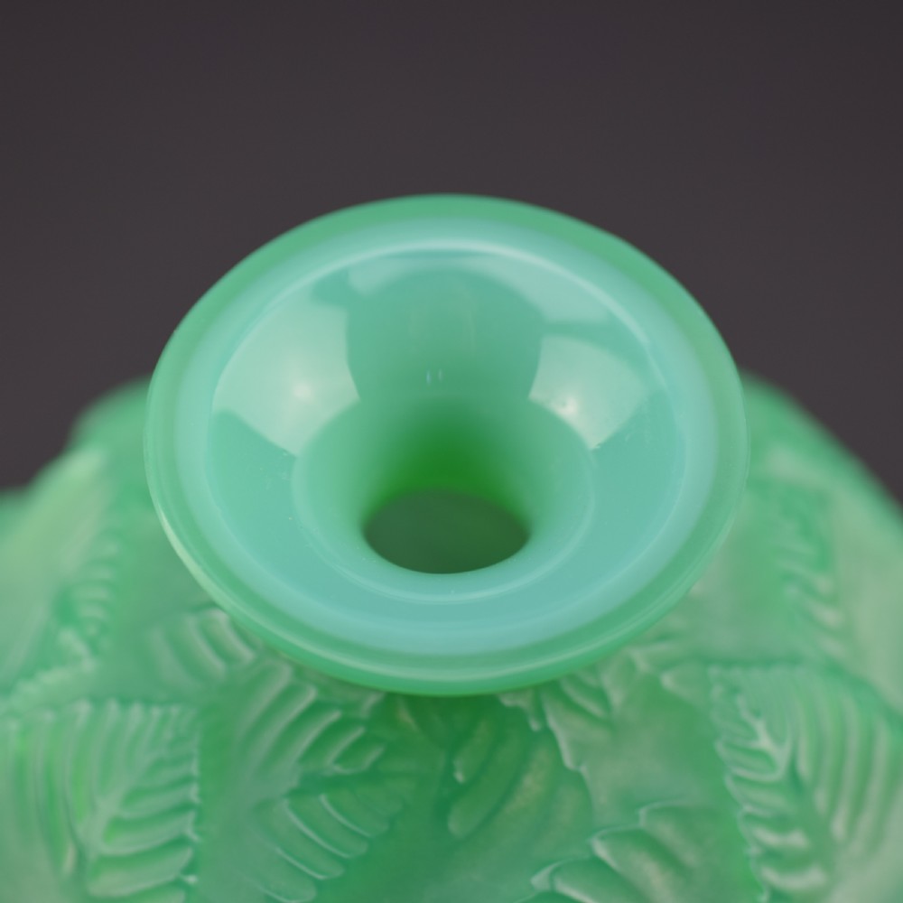 Rene Lalique Jade Green Ormeaux Vase C1926 View VI