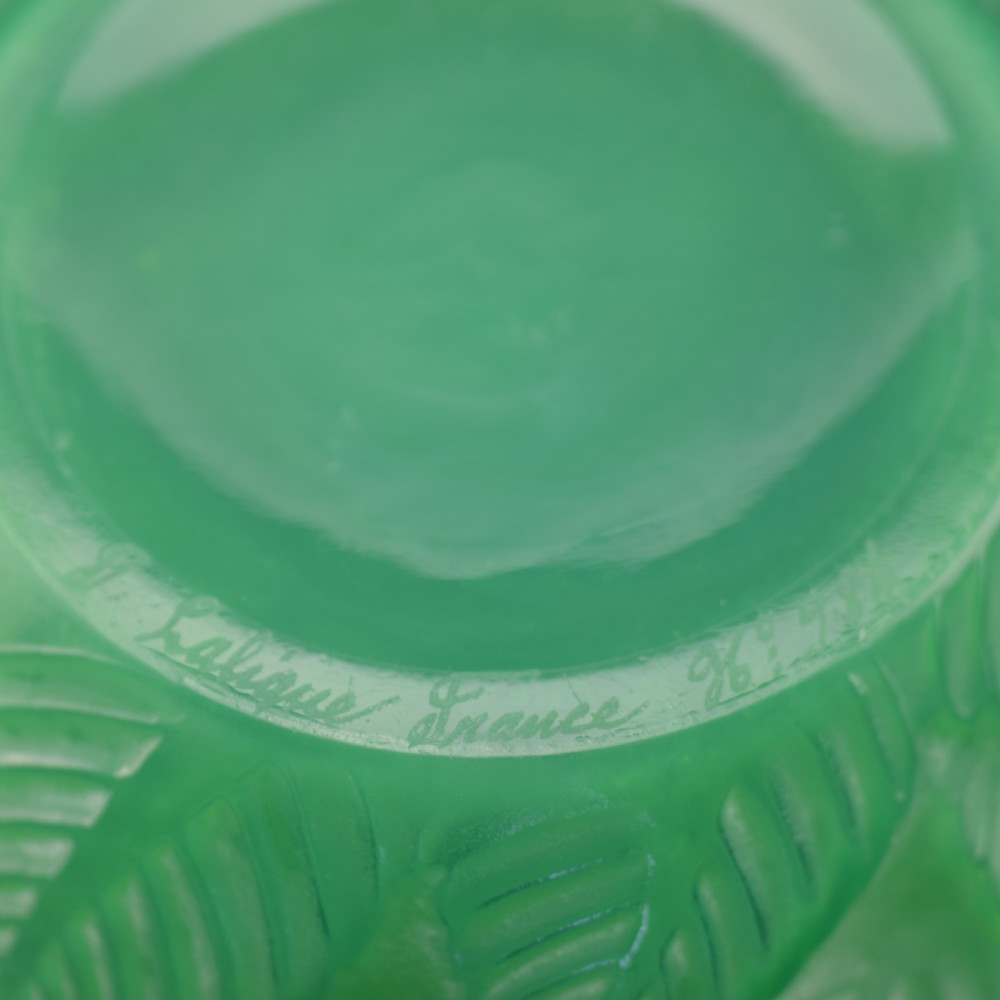 Rene Lalique Jade Green Ormeaux Vase C1926 View VII