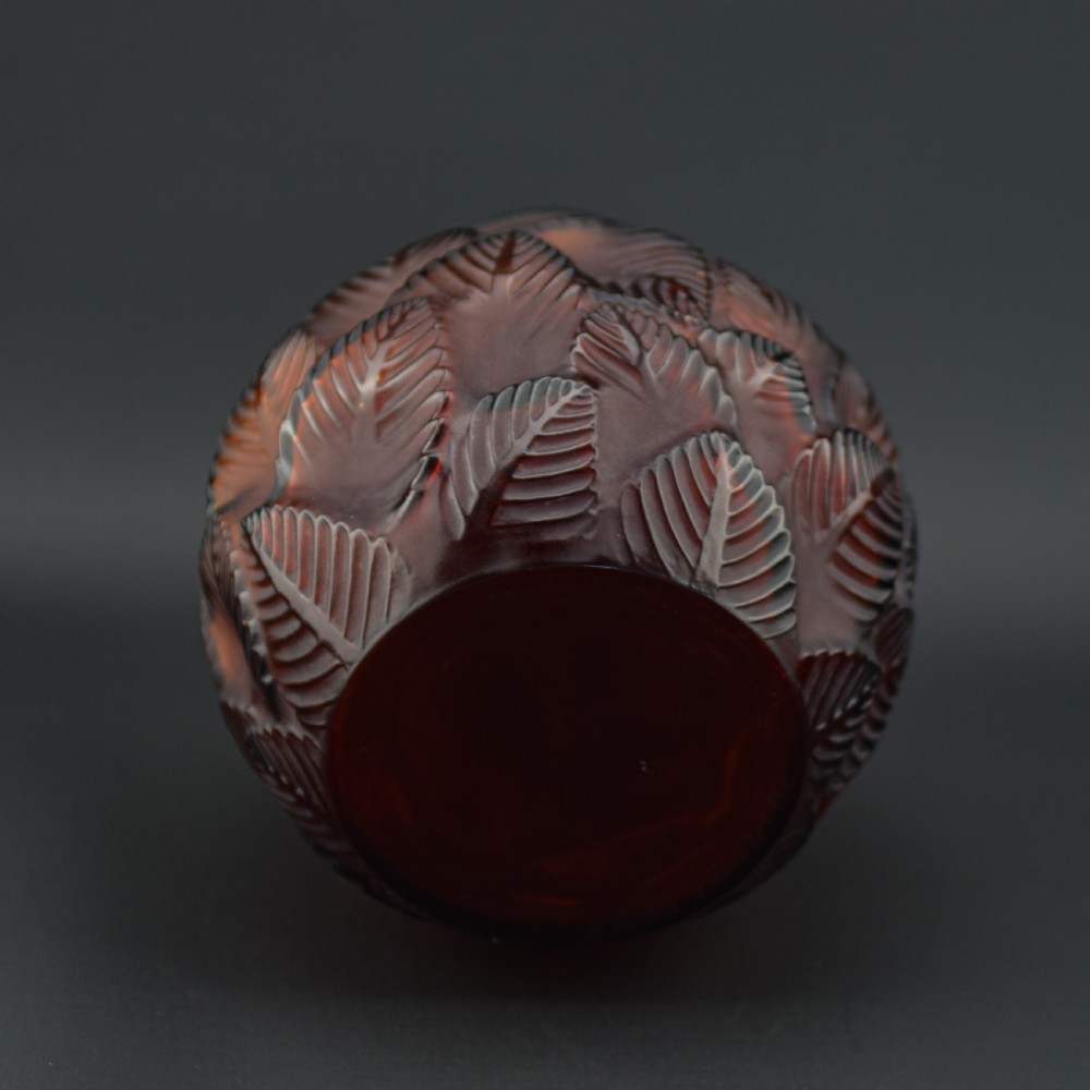 Rene Lalique deep amber Ormeaux vase C1926 View II