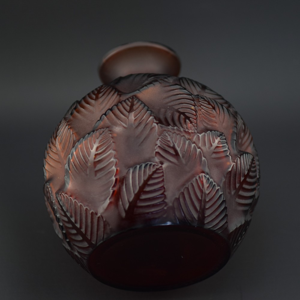 Rene Lalique deep amber Ormeaux vase C1926 View III