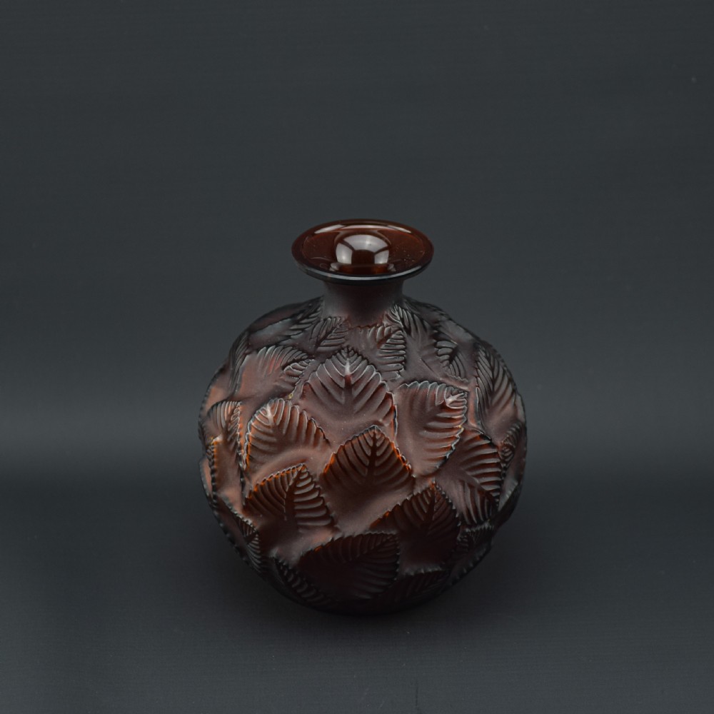 Rene Lalique deep amber Ormeaux vase C1926 View V