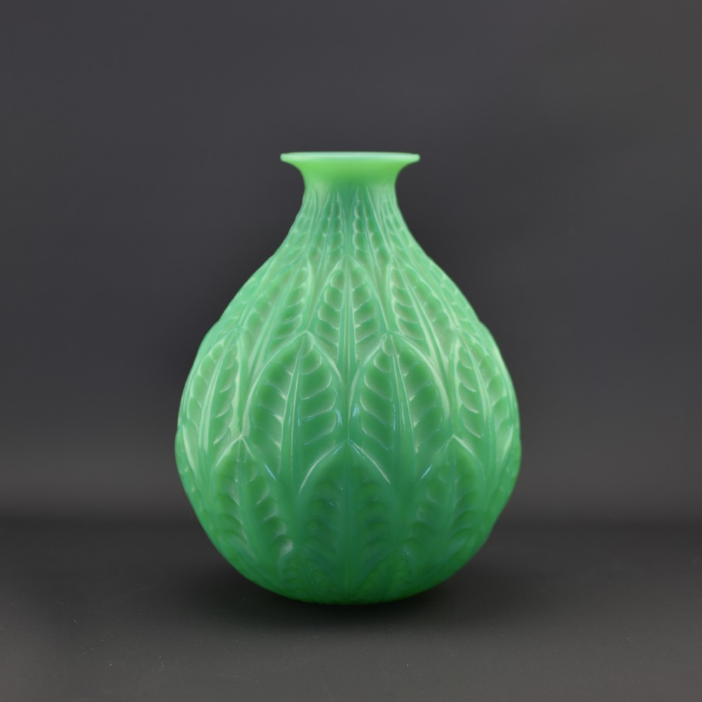 Rene Lalique Jade green Malesherbes vase C1927