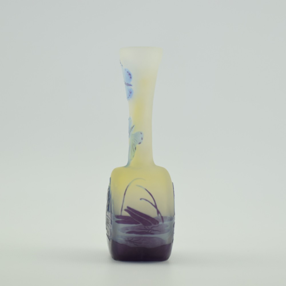 Rare Galle cameo glass aquatic butterfly vase C1900 View II