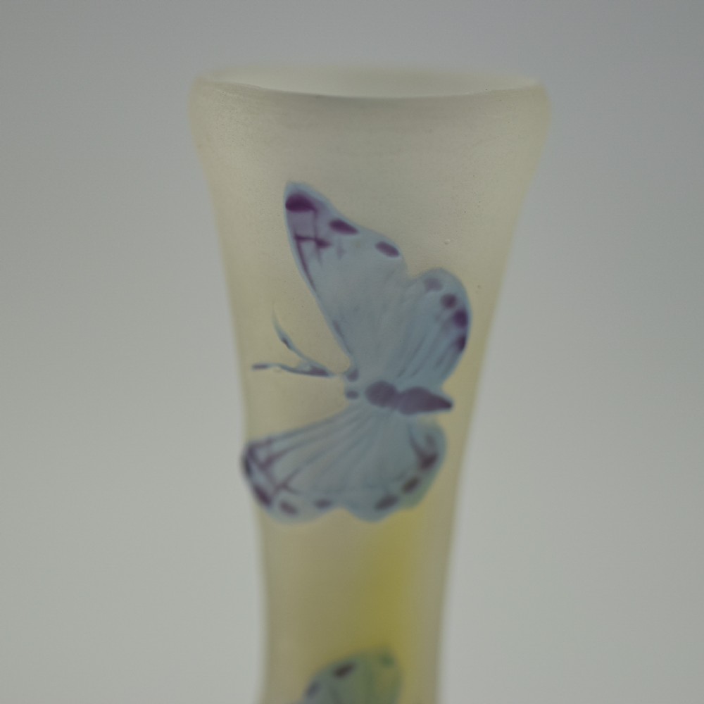 Rare Galle cameo glass aquatic butterfly vase C1900 View V