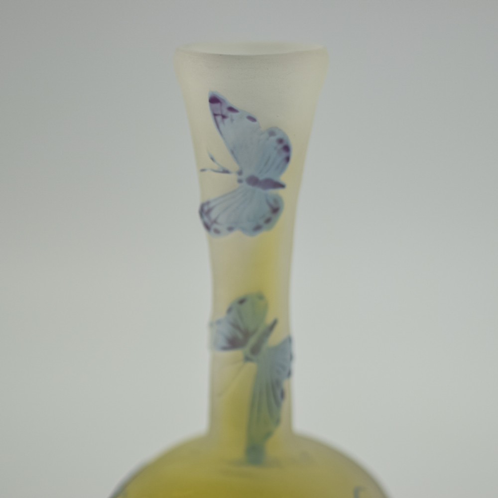 Rare Galle cameo glass aquatic butterfly vase C1900 View VIII