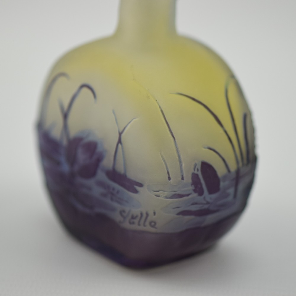 Rare Galle cameo glass aquatic butterfly vase C1900 View IX