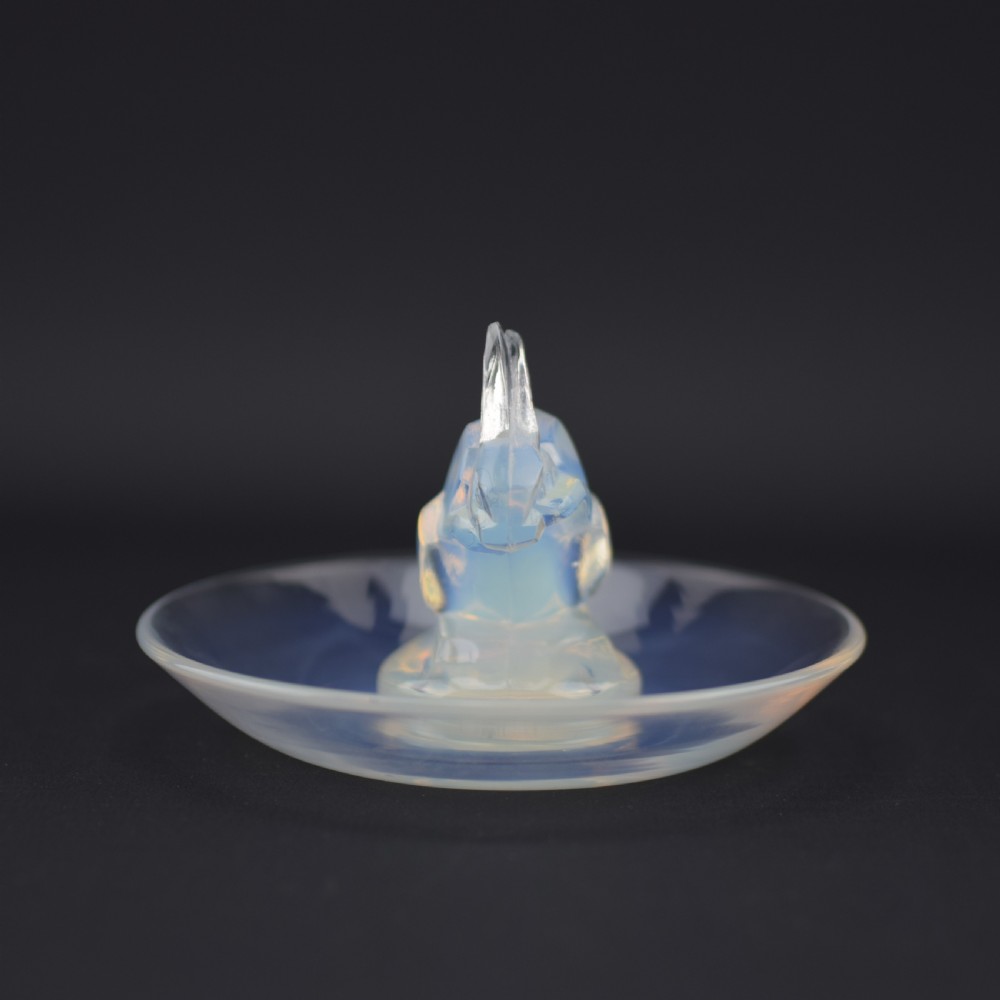 Rene Lalique opalescent Rabbit ashtray C1925 View II