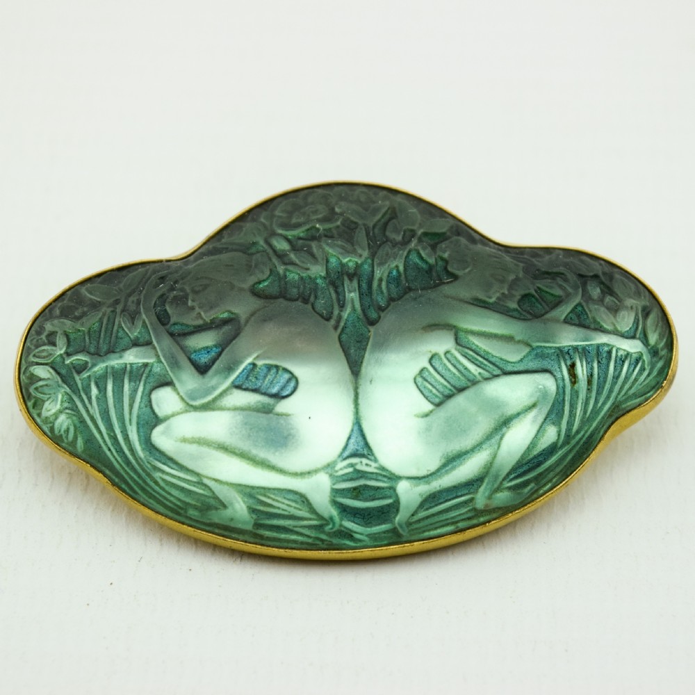 Rene Lalique Deux Figurines Dos a Dos Brooch C1913
