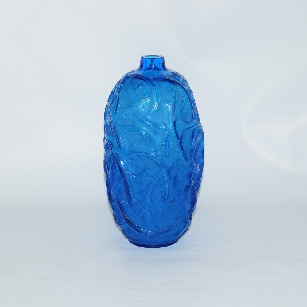 Rene Lalique electric blue Ronces Vase C1921
