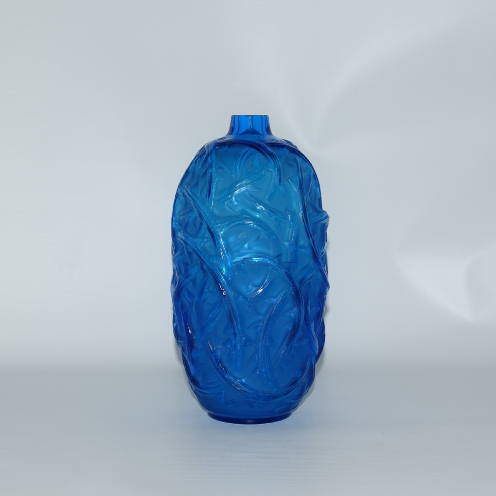 Rene Lalique electric blue Ronces Vase C1921 View III