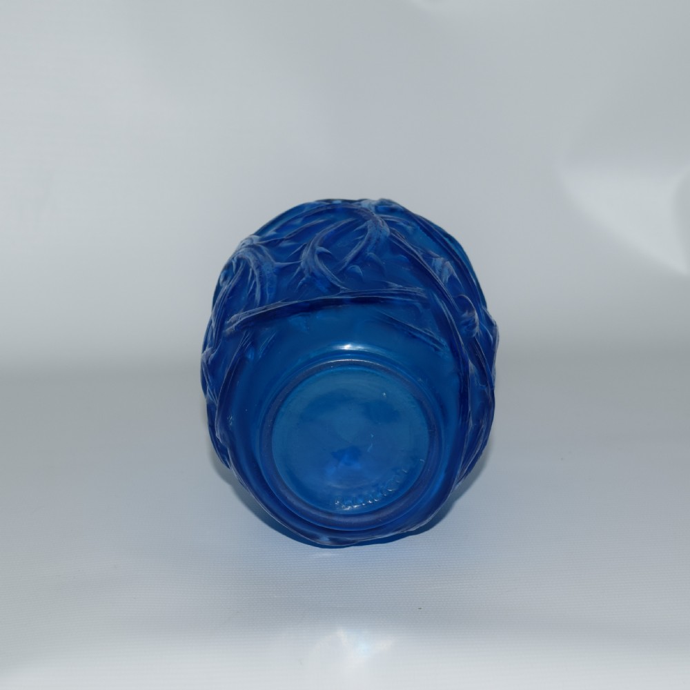 Rene Lalique electric blue Ronces Vase C1921 View IV