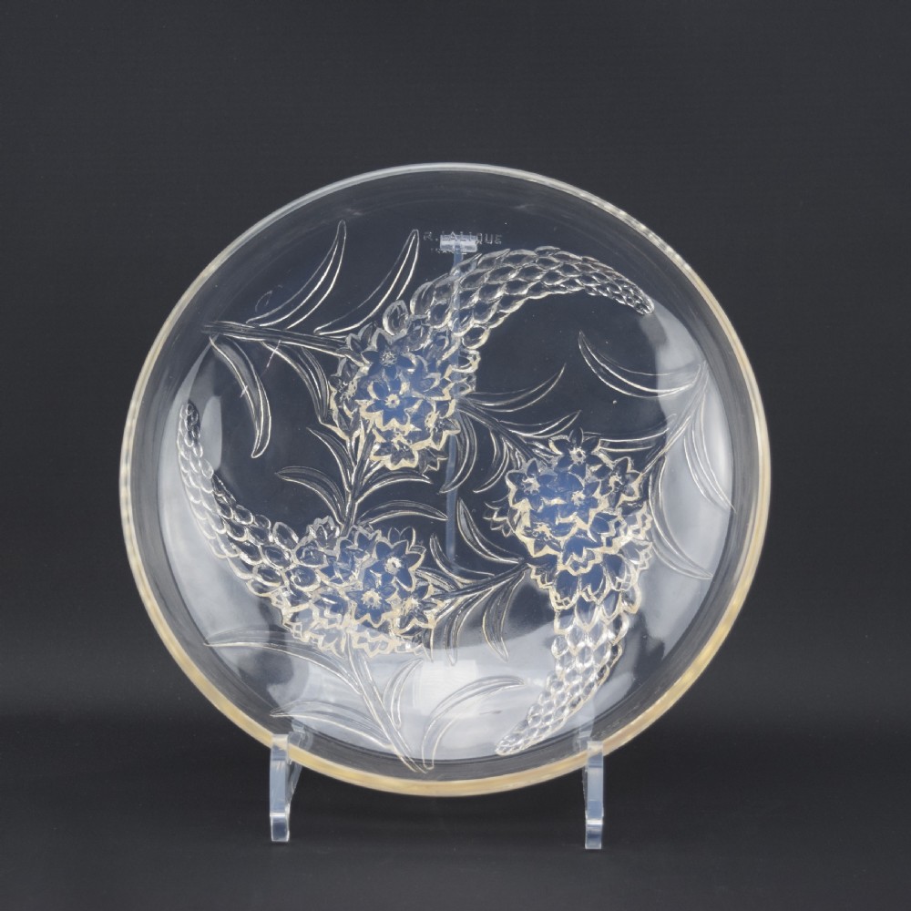 Rene Lalique Veronique shallow opalescent glass bowl C1928