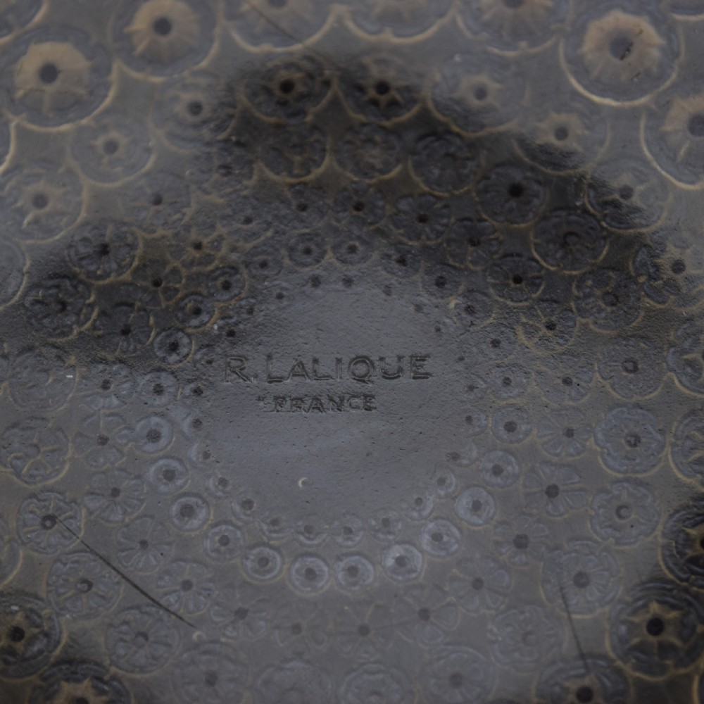RENE LALIQUE NEMOURS BOWL SEPIA STAINED WITH BLACK ENAMEL View IV