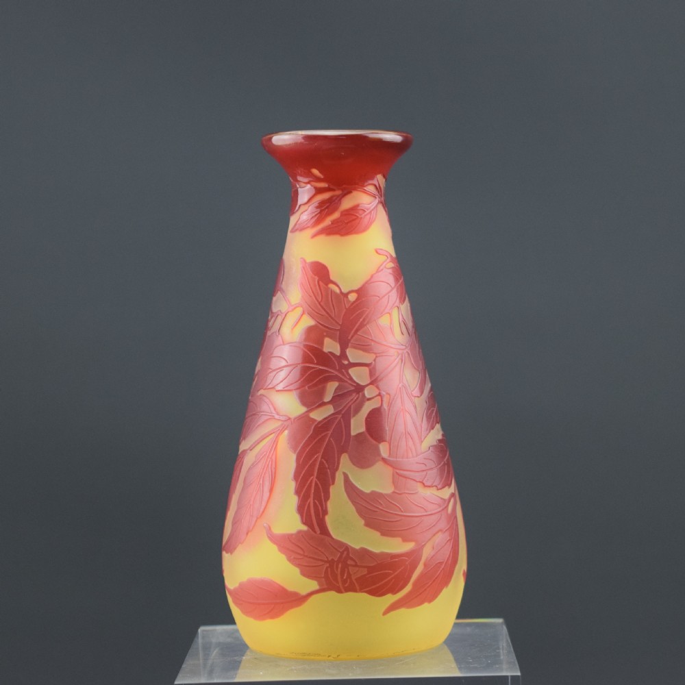 GALLE LEAF & BERRY CAMEO GLASS VASE C1900