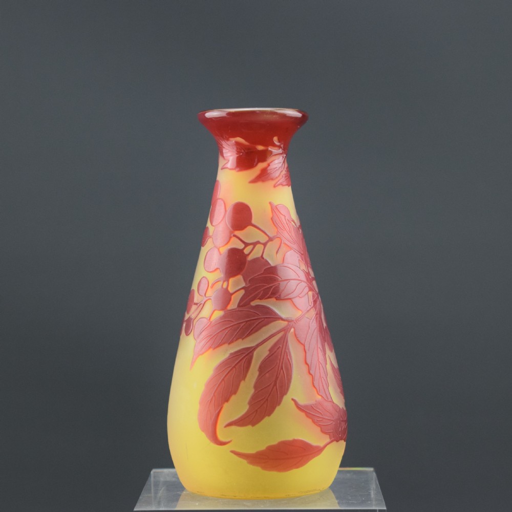 GALLE LEAF & BERRY CAMEO GLASS VASE C1900 View II