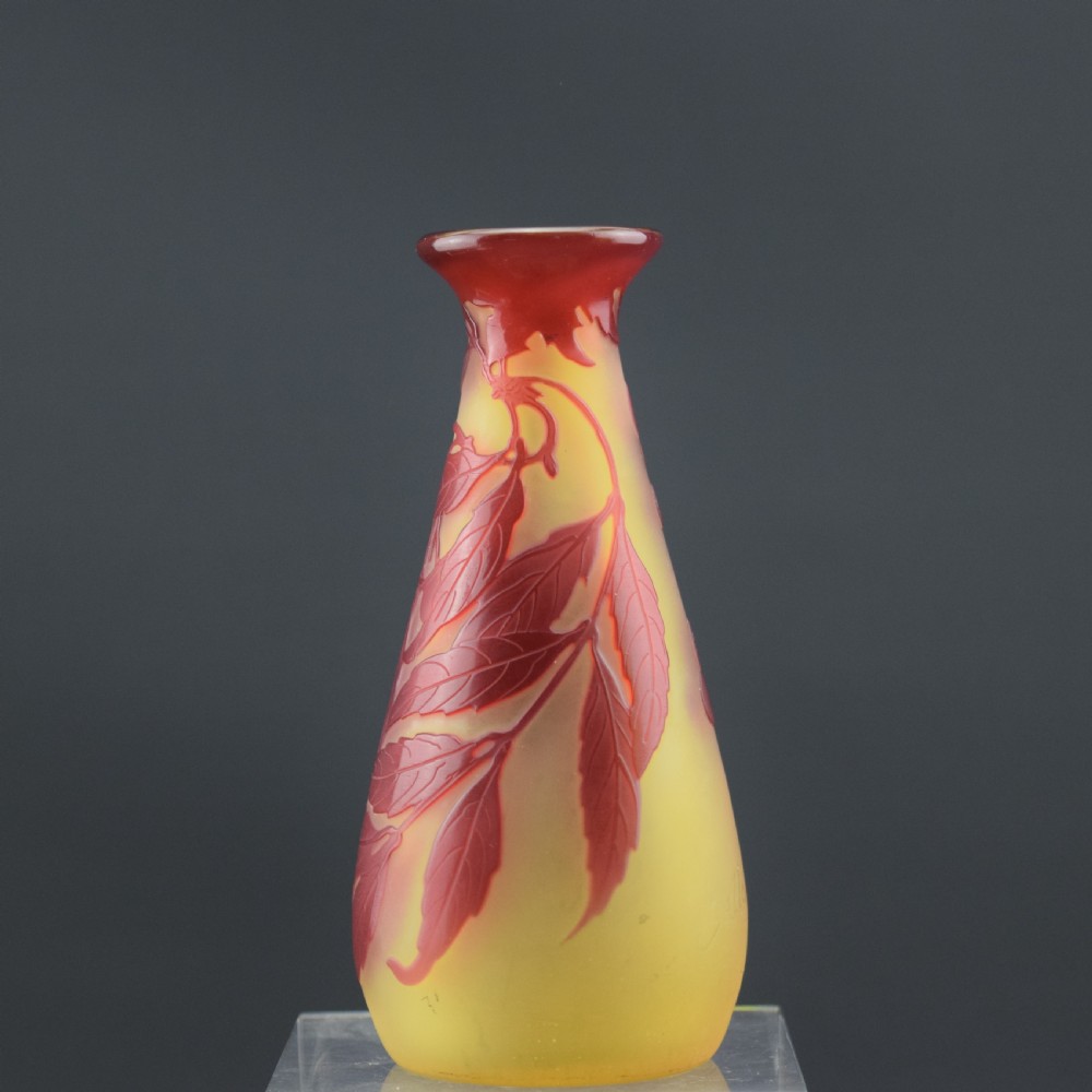 GALLE LEAF & BERRY CAMEO GLASS VASE C1900 View III
