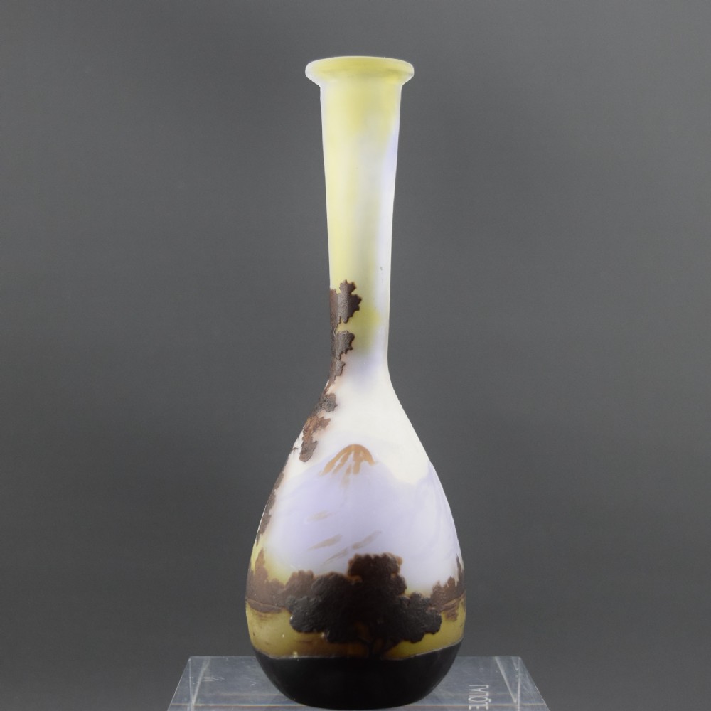 Galle cameo glass landscape banjo vase C1900 View II