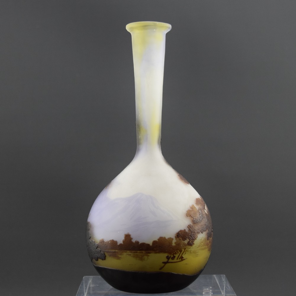 Galle cameo glass landscape banjo vase C1900 View III