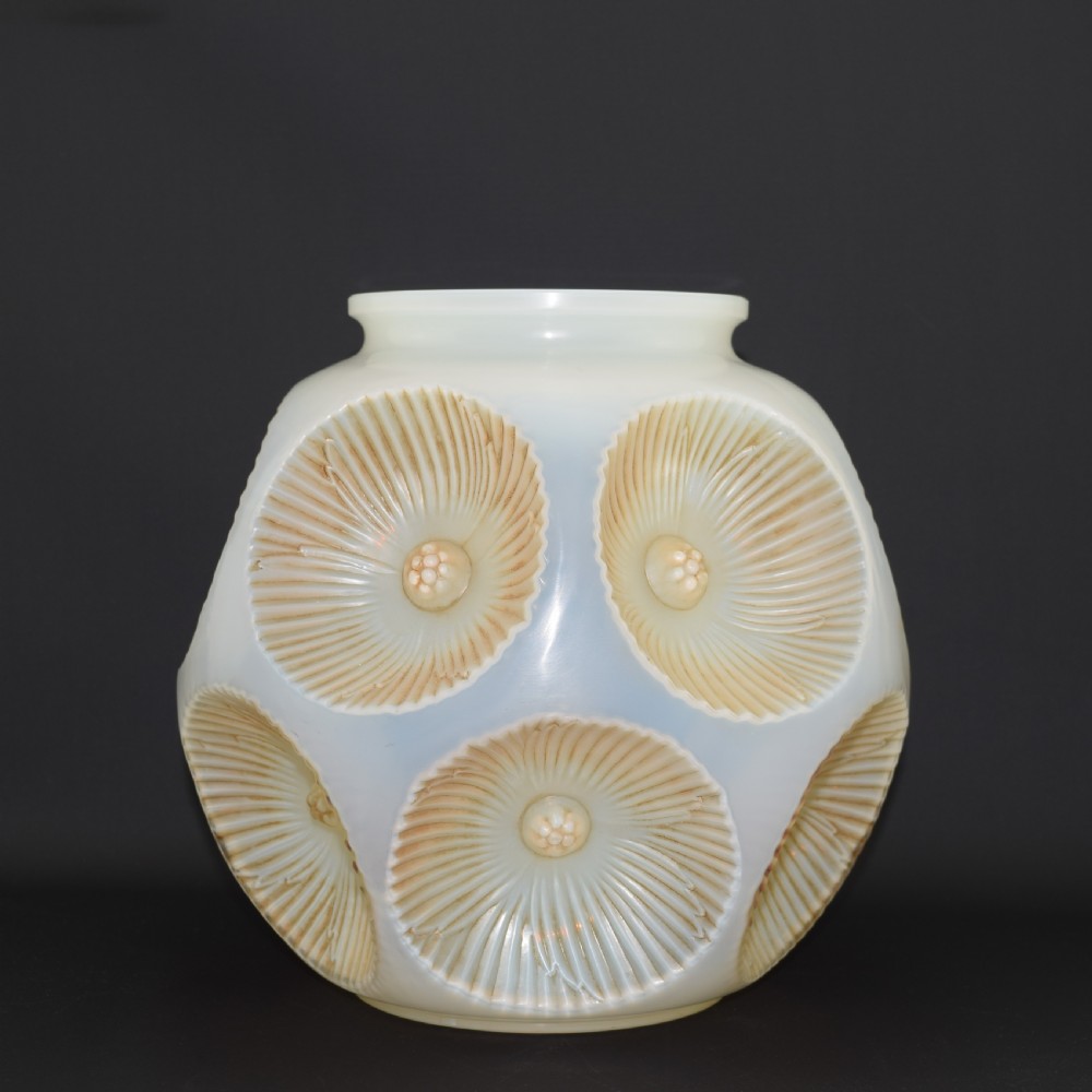 Rare Rene Lalique cased opalescent and sepia stained Picardie vase C1927 View II