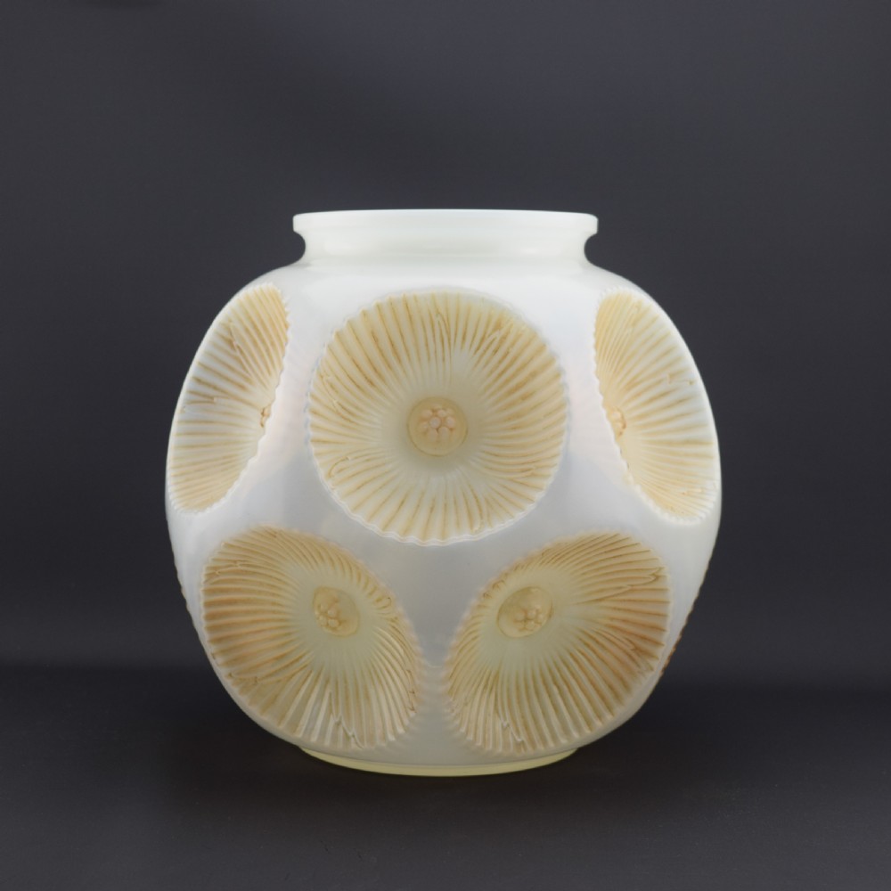 Rare Rene Lalique cased opalescent and sepia stained Picardie vase C1927 View III