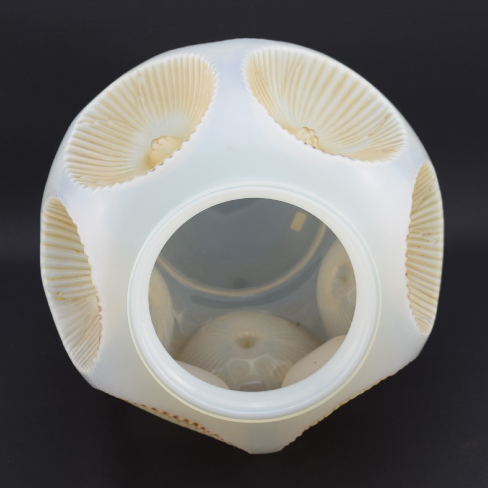 Rare Rene Lalique cased opalescent and sepia stained Picardie vase C1927 View VI