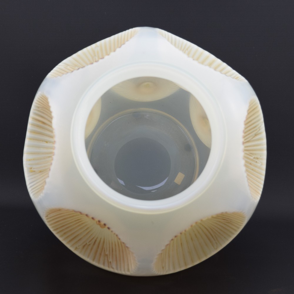 Rare Rene Lalique cased opalescent and sepia stained Picardie vase C1927 View VII