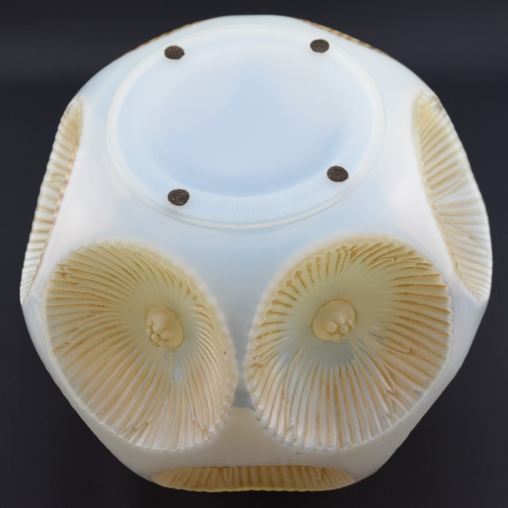 Rare Rene Lalique cased opalescent and sepia stained Picardie vase C1927 View VIII