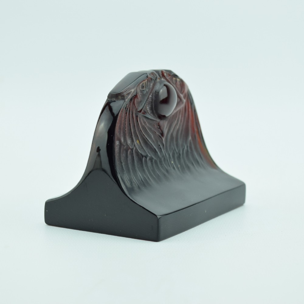 Double headed eagle paperweight in deep amber glass  C1914 View II