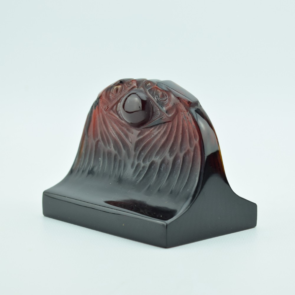 Double headed eagle paperweight in deep amber glass  C1914 View IV