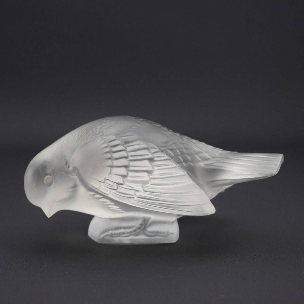 Rene Lalique sneaky sparrow paperweight C1930 View II