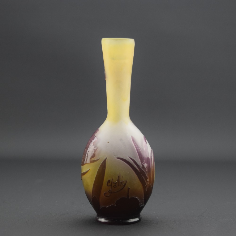 Rare Galle Cameo glass vase Crocus & butterfly C1910 View III