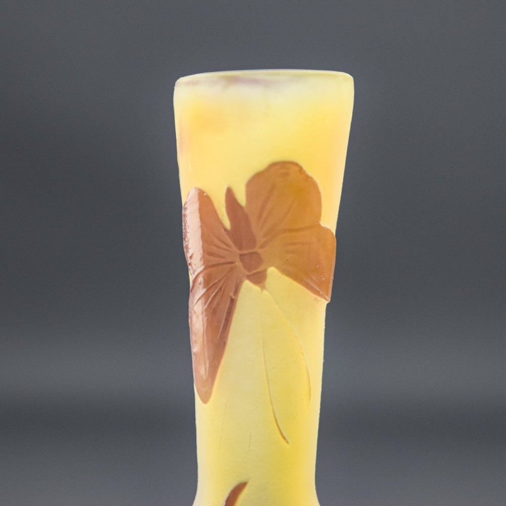 Rare Galle Cameo glass vase Crocus & butterfly C1910 View V