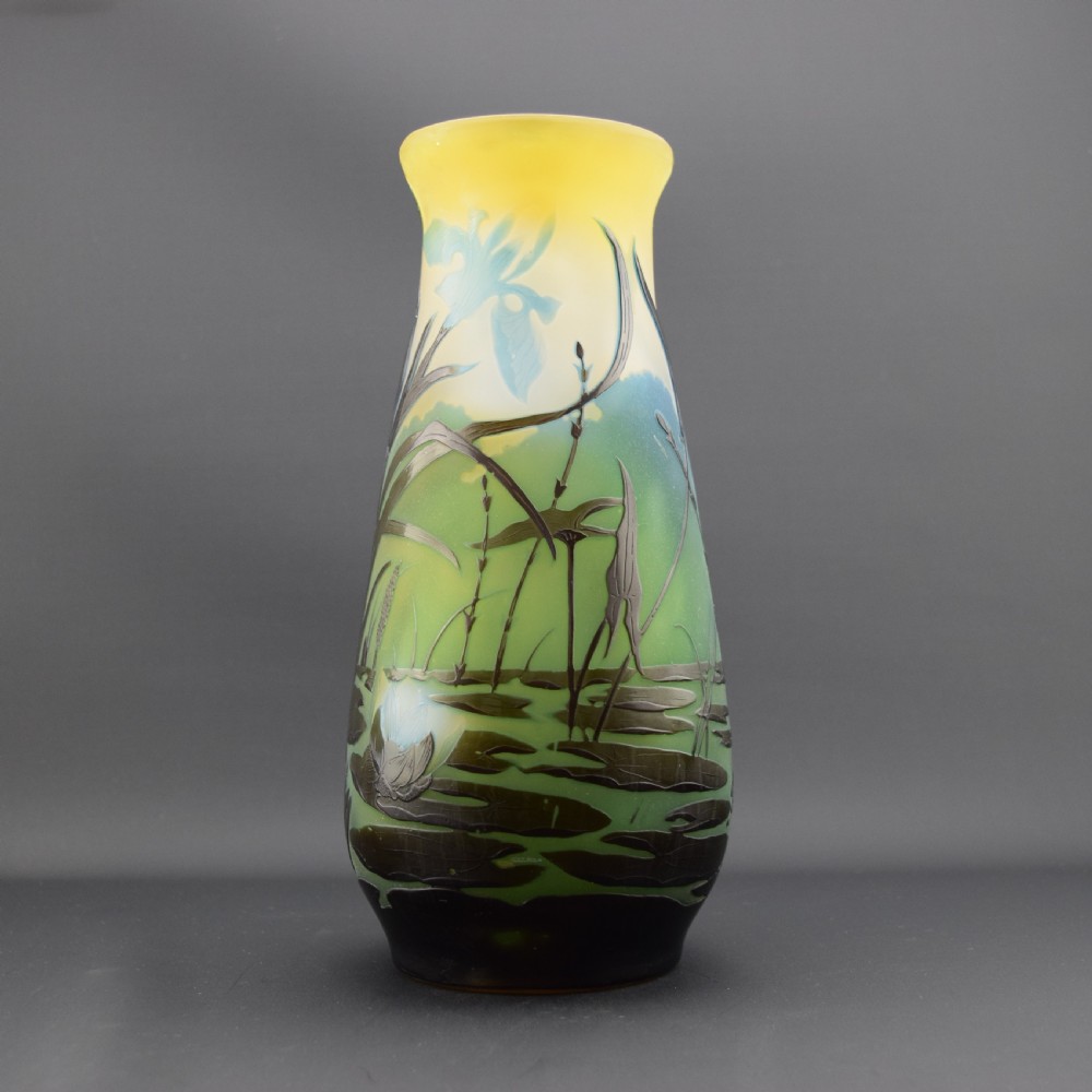 Large Galle cameo glass aquatic vase C1910 ex Elton John Collection View III