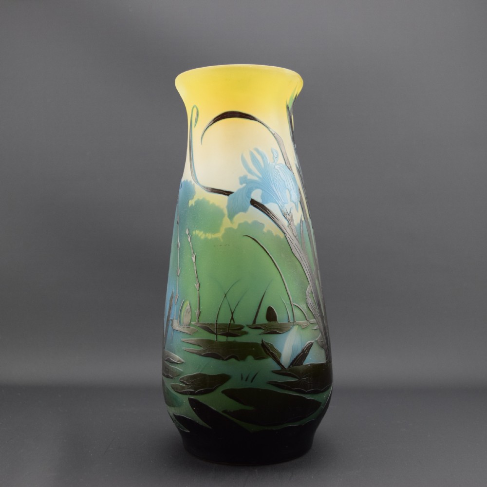 Large Galle cameo glass aquatic vase C1910 ex Elton John Collection View IV