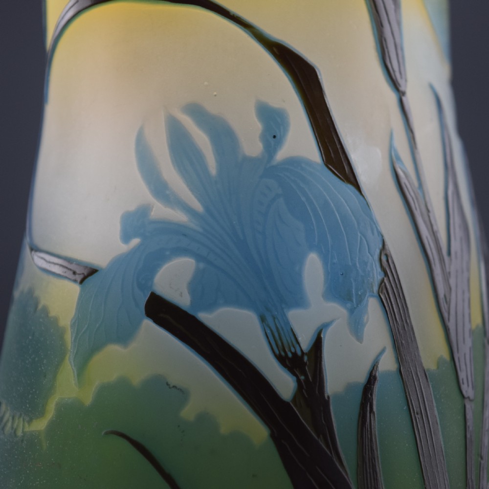 Large Galle cameo glass aquatic vase C1910 ex Elton John Collection View V