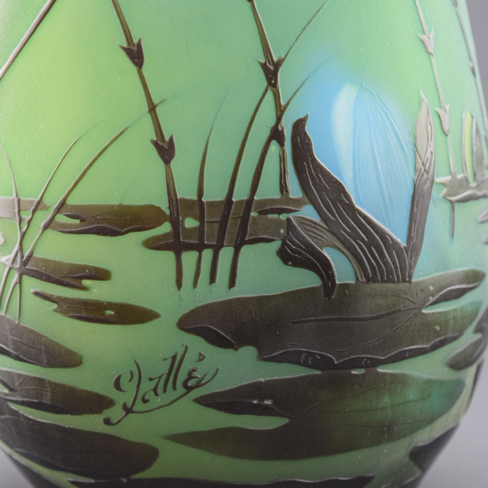 Large Galle cameo glass aquatic vase C1910 ex Elton John Collection View VII