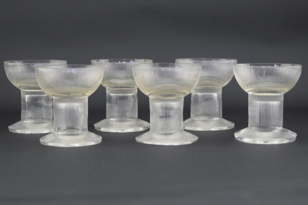 Rene Lalique set of six Wingen design Liquor glasses C1926