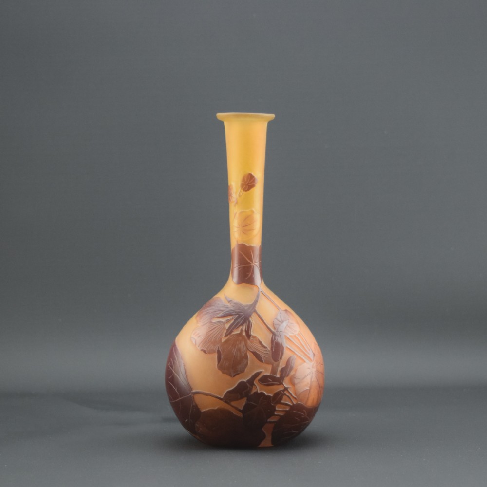 Galle cameo glass nasturtium banjo vase C1910