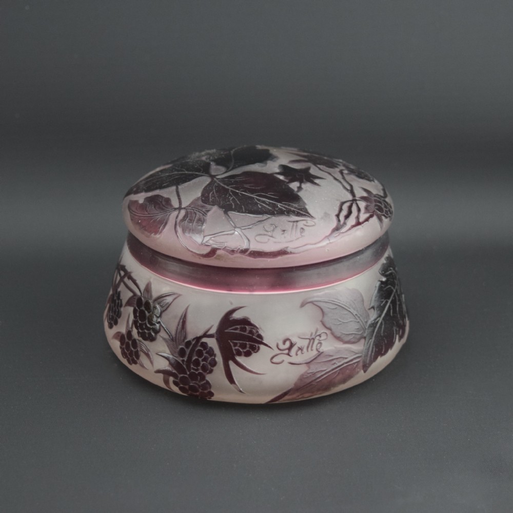 Galle cameo glass blackberry box C1920