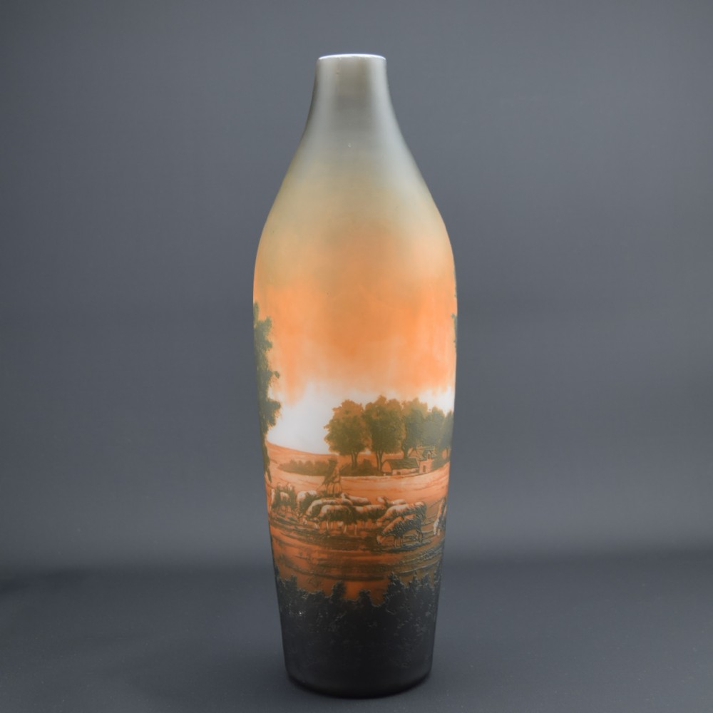 D'argental cameo glass shepherd vase C1920